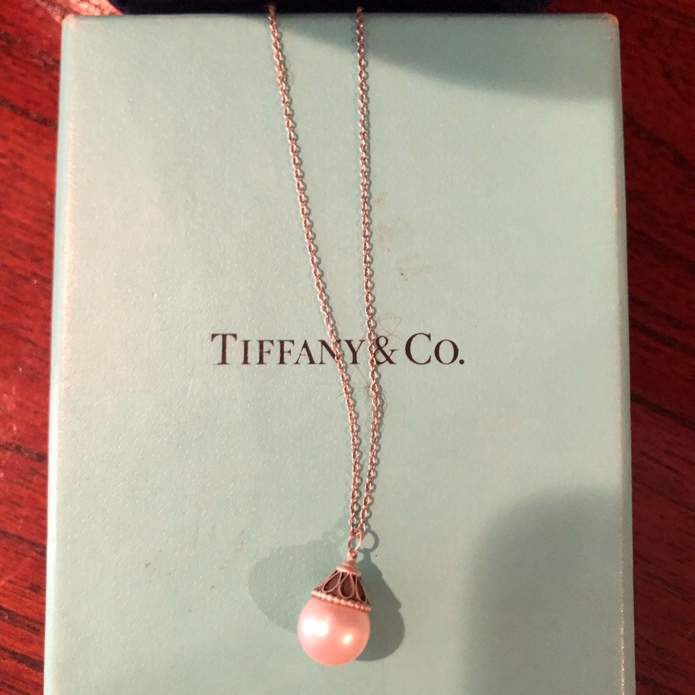 Tiffany & Co. Silver Necklace with Pearl Pendant